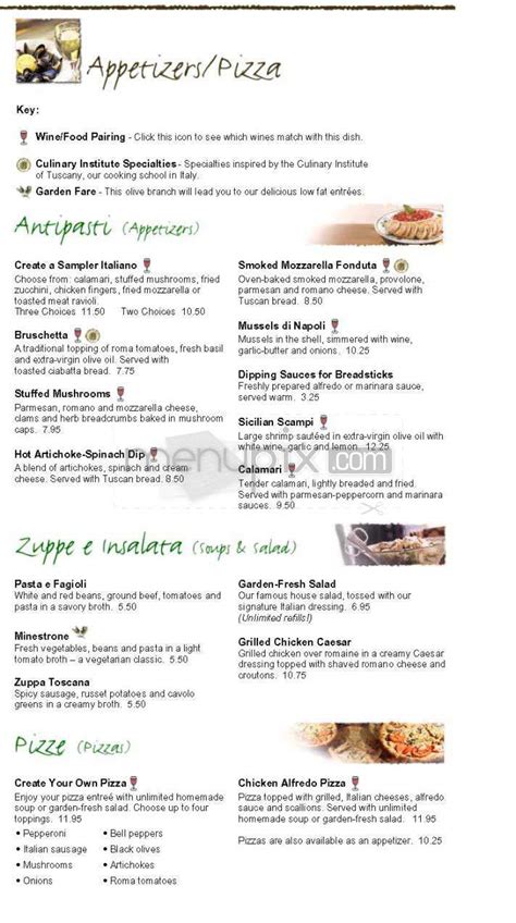 olive garden menu el paso tx